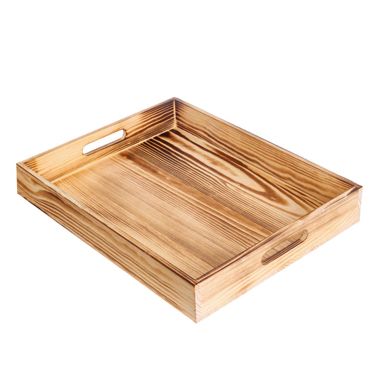 Wood Serving Tray with Handles Rectangular  - 17x13 inches