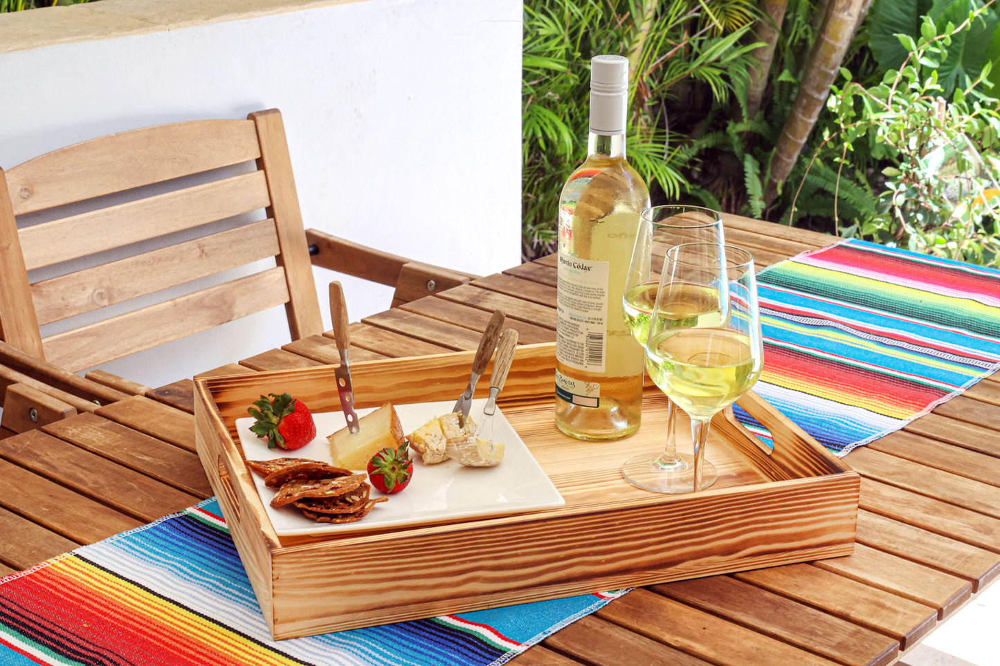 Wood Serving Tray with Handles Rectangular  - 17x13 inches