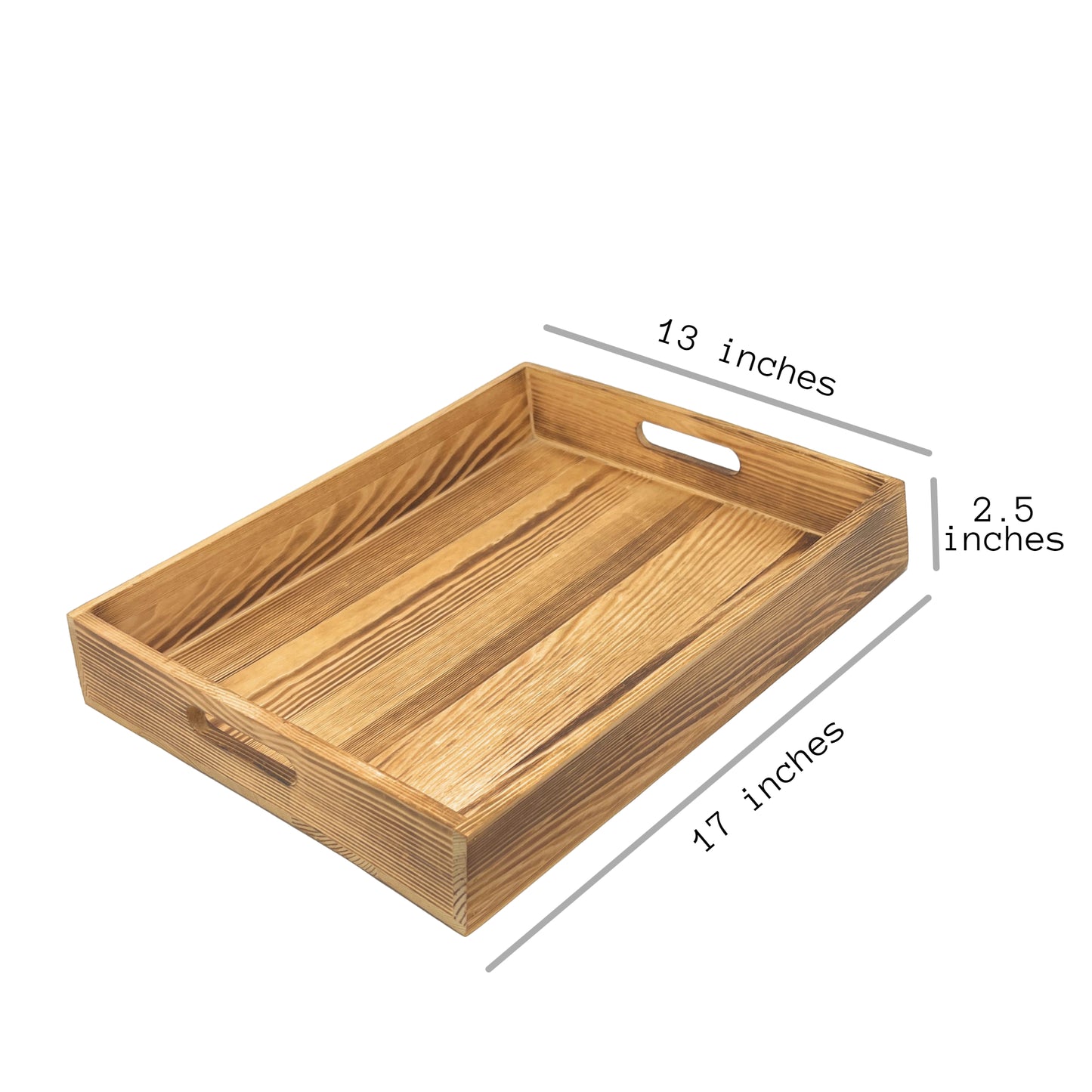 Wood Serving Tray with Handles Rectangular  - 17x13 inches