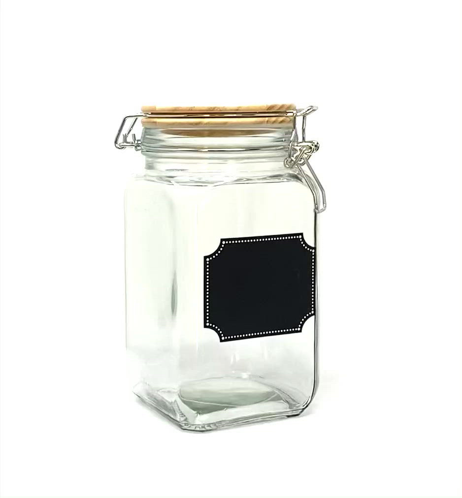 Glass Canisters with Airtight Wood Lid and Chalkboard Labels (Set of 3 – CB  Accessories