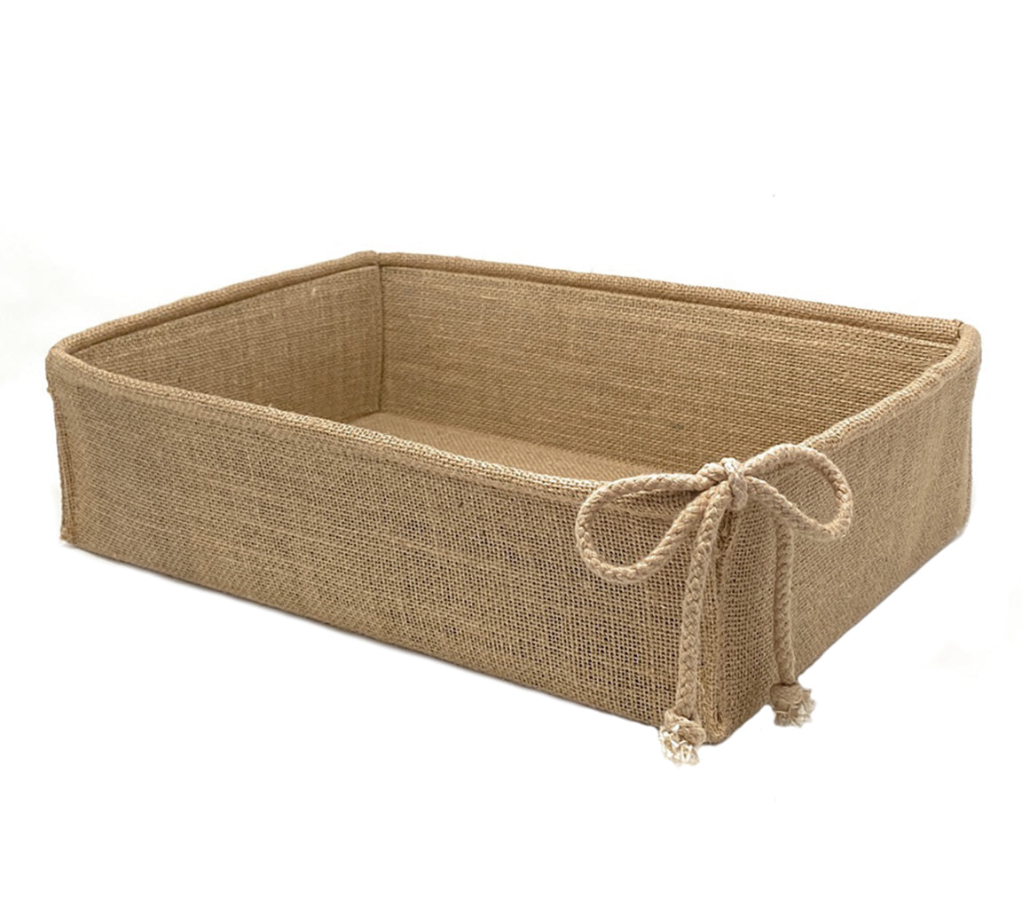 Decorative Burlap Basket Foldable for Gifts and Decor