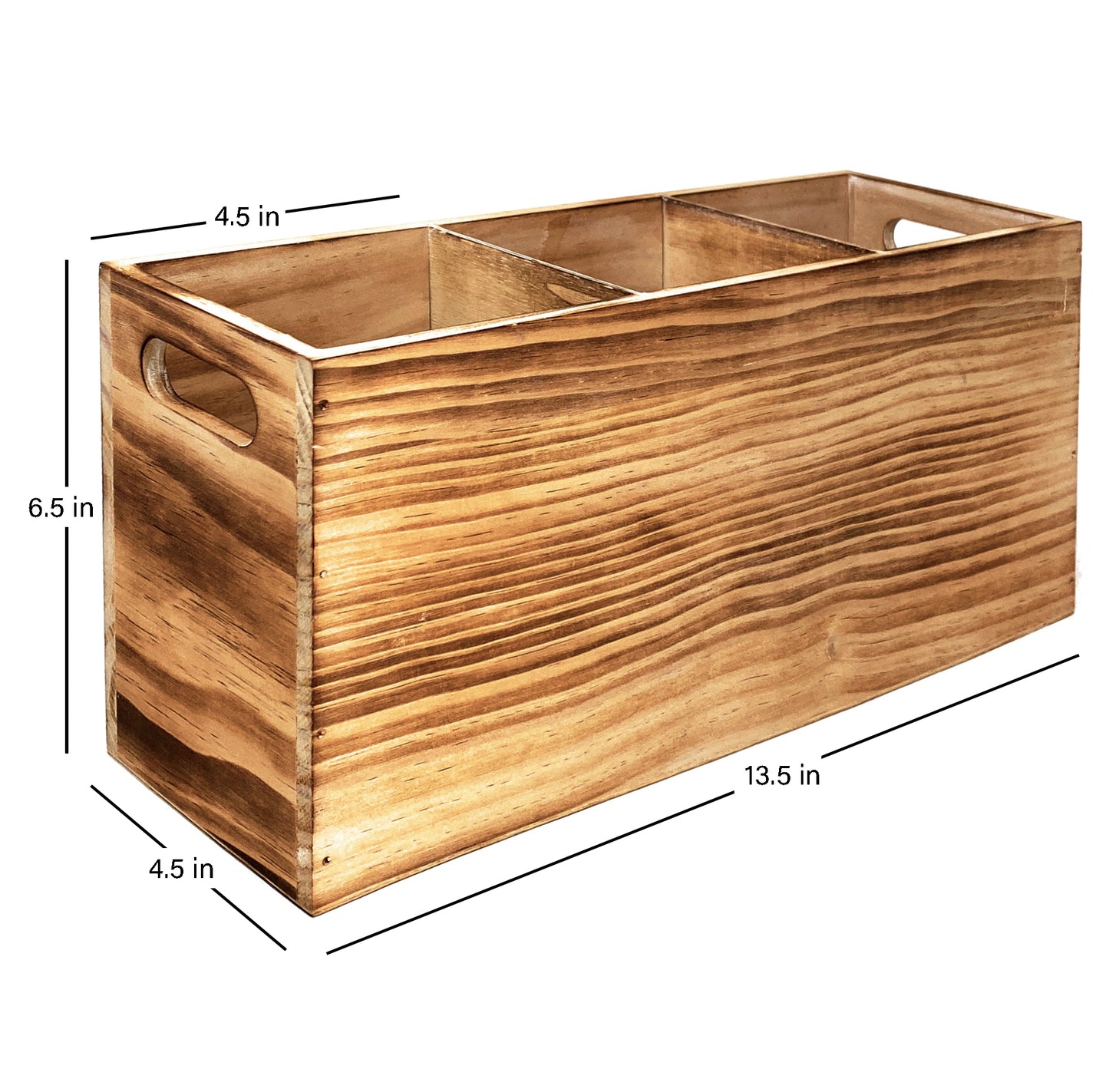 Utensil Holder in Rustic Wood for Kitchen Countertop and Cooking Tools